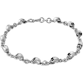 AeraVida Gothic Chain Linked Multi Halloween Skulls Biker .925 Sterling Silver Retro Bracelet,Adorable Casual Accessory,Sterling Silver Bangle Bracelet,Bangle Bracelets for Women, Metal, not known