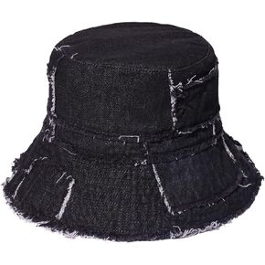 XOCARTIGE Frayed Bucket Hats Beach Sun Hats for Women Foldable Wide Brim Cotton Hats Outdoor Summer Beach Headwear