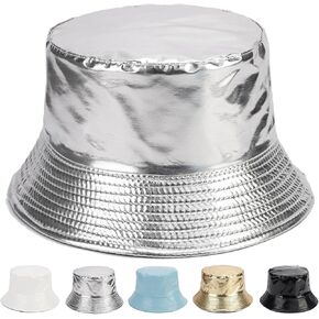 Bucket Hat for Women Men Waterproof Rain Hat PU Leather Bucket Hats