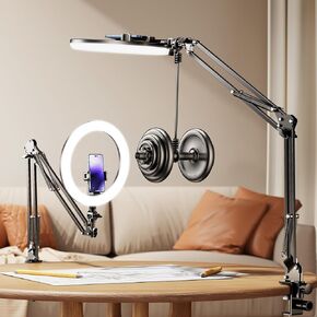 Overhead Phone Mount for Recording,Clip-on Overhead Phone Holder[Anti-Shaking] with 10.5" Ring Light,Content Creator Essentials Overhead Tripod for iPhone for Video Recording