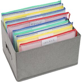 Qozary Large Board Game Storage - Board Game Organizers and Storage Containers with 10pcs Zipper Bags, Puzzle Storage Bin, Game Storage Kit for Games, Puzzle, Pieces, Art and Craft Items, DIY Gadgets