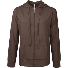 Sofra Women's Thin Cotton Zip Up Hoodie Jacket