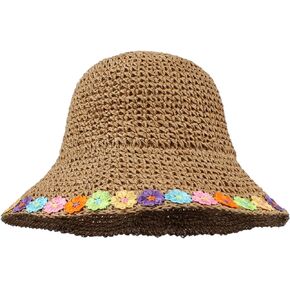Van Caro Women Wide Brim Straw Roll up Hat Beach Sun Hat Summer Fishing Hat