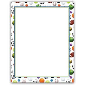 Sports Border Stationery - 8.5 x 11-60 Sports Letterhead Sheets - Team Sports (Sports)