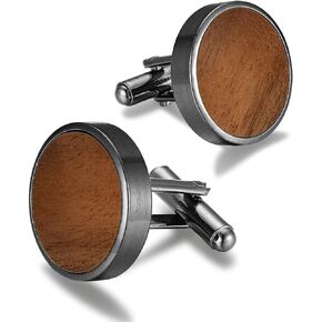 Men's Cufflinks Wood grain, Cufflinks for Men Round Solid for Regular Wedding Business Accessories Best Men