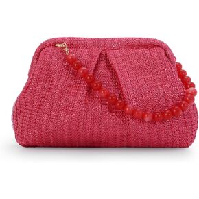 Straw Clutch Purse for Women Summer Beach Handbag Evening Straw Handbag for Wedding Party Vacation