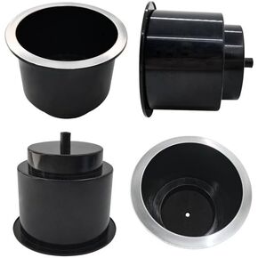 ISURE MARINE 4Pcs Cup Holder Insert Plastic Universal Drop in Cup Holder Chrome with Drain, for RV Boat Car, Pontoon Table Sofa