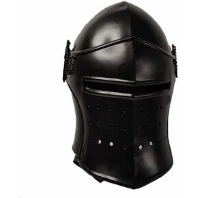 AnNafi® Barbuta Black Helmet | Knight Templar Crusader Helm Viking Battle Knight Helmet Armour | Medieval Visored Barbute Helm | LARP SCA Cosplay Armour Costume For Men WWI & WWII Helmets for Adult