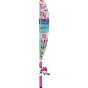 Kid Casters JoJo Siwa Dock Combo with Bobber | Premium Cork Grip w/EVA Foregrip | Safety Hook, Mini Jigs and Practice Casting Plug | Adjustable Reel Seat | 34? Fiberglass Rod