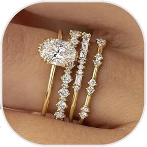 CSIYANJRY99 Gold Stacking Rings 14K Gold Plated Stacking Cubic Zirconia Thumb Ring Set for Women Girls Pack Statement Chunky Band Rings Promise Engagement Rings Size 6 7 8 9 10