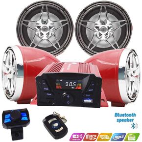12V Motorcycle Waterproof FM USB 4 Channel 3 Inch UTV ATV Golf Car CartBluetooth Player Speaker FM Radio Stereo WRemote Control