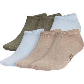 جوارب Adidas الرجالية Superlite Classic No Show ذات مقاس منخفض، ضغط القوس وبنية خفيفة الوزن قابلة للتنفس (6 أزواج)، أخضر ستراتا زيتوني/أزرق رائع/بني طباشيري، كبير