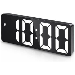 JXTZ Digital Alarm Clock, Rainbow LED Clock for Bedroom, Desk Clock with Snooze, Temperature Display, Adjustable Brightness, Voice Control, LED Clock 12/24H Display for Below TV, Home, Bedroom, Office