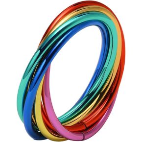 Nanafast Stainless Steel Rainbow Rings for Women Men, Rainbow Stainless Steel Cute Rings, Women's Fashion Rings, Six Ring Interlocking Rings Jewelry Gift