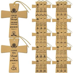 Janlaugh 36 Pcs Leather Cross Christian Bookmarks Bible Verses Bookmarks Gift Leather Bookmarks Gifts Handmade Leather Page Markers Christian Gift for Teacher Men Women