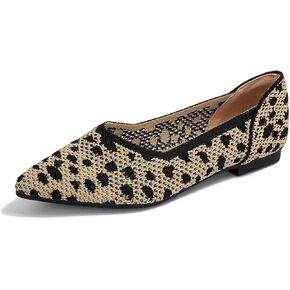 Women's Breathable Mesh Knit Ballet Flats Bow Pointed Toe Comfortable Slip On Shoes in Kuwait