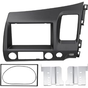 Double DIN Installation Dash Kit, Fydun Black ABS 2 Din Stereo audio Fascia Panel Navigation Fascia Car Stereo Frame for Honda Civic 2006‑2011 RHD