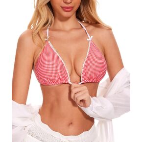 Navneet ملابس سباحة نسائية مثلثة بيكيني بفيونكة من الدانتيل متقلب بيكيني بسلسلة رسن لطيف Y2k Coquette ملابس سباحة ملابس سباحة علوية in Kuwait