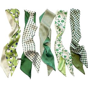 5 Pack Purse Scarf for Bags Silk Head Scarf for Hair Handbag Women Scarfs Band Hair Neck Scarves Fashion Gifts,03
