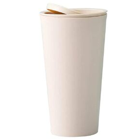 1 Liter Car Trash Can with Swing-top Lid, Polypropylene Material, Beige Color, Portable and Easy to Clean