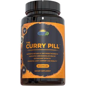 The Curry Pill - 90 Count Dietary Supplement with High-Curcumin Turmeric, Garlic, Ginger, Cayenne and Black Pepper