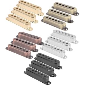 Walfront Single Coil 48/50 / 52mm 3 Pieces Single Coil Pickup Cover Brass for Electric Guitar St Sq(Silver)