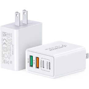 [2 Pack] USB C Charger Block, 40W 4-Port Fast USB-C Wall Charger Brick, Dual Port PD Power Adapter+QC Plug Multiport Charging Cube for iPhone15 14 13 12 11 Pro Max XS XR 8 7,iPad, Samsung,Tablet