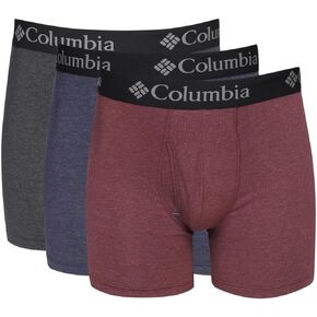 Columbia Men's Performance Stretch Boxer Briefs 3 Pair, Black/Port Royale/India Ink, XX-Large