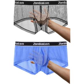 JINSHI Men's Sexy Boxer Briefs Bulge Pouch Mesh See Through Comfortable Breathable Underwear M L XL XXL 3XL