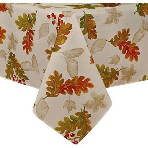 Elrene Home Fashions أوراق متمايلة مطبوعة في الخريف، ديكور طاولة الخريف، مستطيل، 60 بوصة × 144 بوصة (مفرش المائدة) in Kuwait