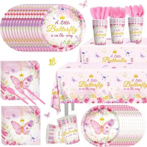 لوازم حفلات أعياد الميلاد الجنية، أطباق ورقية، مناديل مفارش مائدة زهرية، أكواب أدوات مائدة للاستعمال مرة واحدة، مجموعة أدوات مائدة لتزيين حفلات استقبال المولود الجديد، حفلات خرافية للفتيات، تخدم 24 عامًا in Kuwait