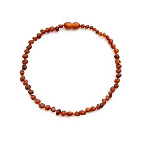 Baltic Proud Amber Necklace for Women and Men (Authentic, Certified) - 18 inches, Cognac Raw (Unpolished) - Unisex Amber Jewelry for Adults - Amber Bead Necklace