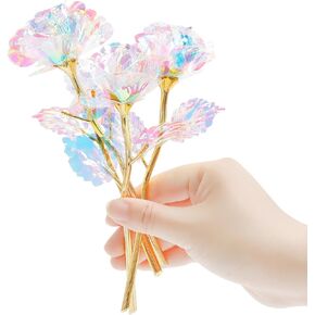 18 Pcs Galaxy Rose Colorful Rainbow Artificial Flowers Crystal Flower Best Gifts for Mother's Day Thanksgiving Valentine's Day Girl's Birthday Party