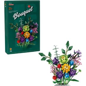 Home Decorations Flowers Bouquet Building Set, Artificial Flowers Collectible Display Set for Home Décor, Greative Ideal Gift for Adults