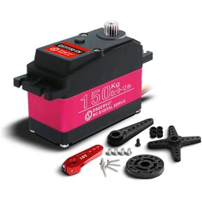 150kg High Torque RC Steering Servo Motor 10V~12.6V HV 18T Digital Metal Gear Waterproof for 1/5 Scale Cars 180 Degree
