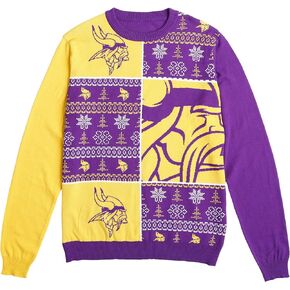 FOCO Minnesota Vikings NFL Mens Busy Block Snowfall Sweater - M