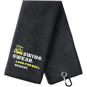 Funny Golf Towels — Dad Birthday Gift, Father Golf Birthday Gifts for Dad Grandpa Husband from Wife Daughter Son, Microfiber Waffle Pattern Golf Towel for Golf Bags for Men Women