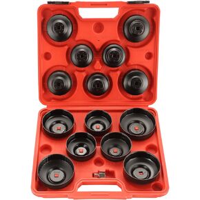 DASBET 15PCS Oil Filter Cap Type Socket Wrench Universal Tool Set with 3/8 Inch Drive