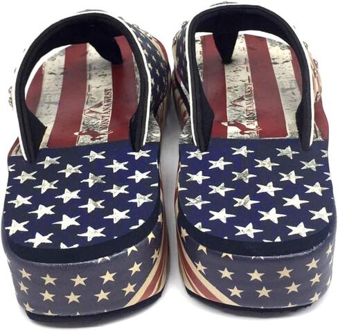 Montana West Women's Slippers with American Flag Comfortable Flip Flops For Women Western embroide Patriotic Wedge Sandals MBB-US05-S089RD-11 in Saudi Arabia