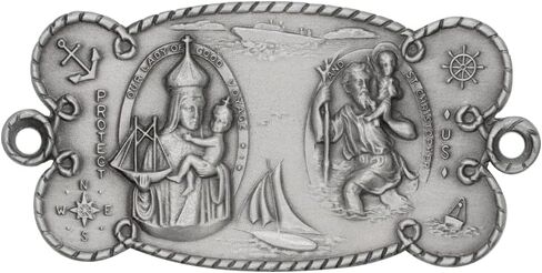 Protect My Boat Plaque Medal | Our Lady of Good Voyage and Saint Christopher | Nautical Catholic Décor | Great Christian Gift for New Boat or First Sail in Saudi Arabia