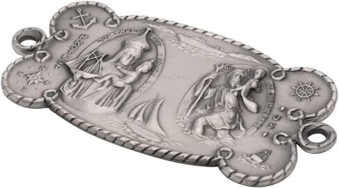 Protect My Boat Plaque Medal | Our Lady of Good Voyage and Saint Christopher | Nautical Catholic Décor | Great Christian Gift for New Boat or First Sail in Saudi Arabia