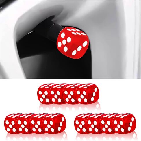 AUCELI 12 Pieces Car Dice Valve Stem Caps, Motorcycle Tire Air Valve Dust Proof Cap Set, Multicolored Plastic Stem Tyre Airtight Covers, Vehicle Wheels Car Accessories Universal for Truck SUV (Black) in Saudi Arabia