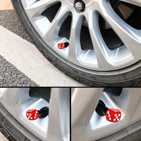 AUCELI 12 Pieces Car Dice Valve Stem Caps, Motorcycle Tire Air Valve Dust Proof Cap Set, Multicolored Plastic Stem Tyre Airtight Covers, Vehicle Wheels Car Accessories Universal for Truck SUV (Black) in Saudi Arabia
