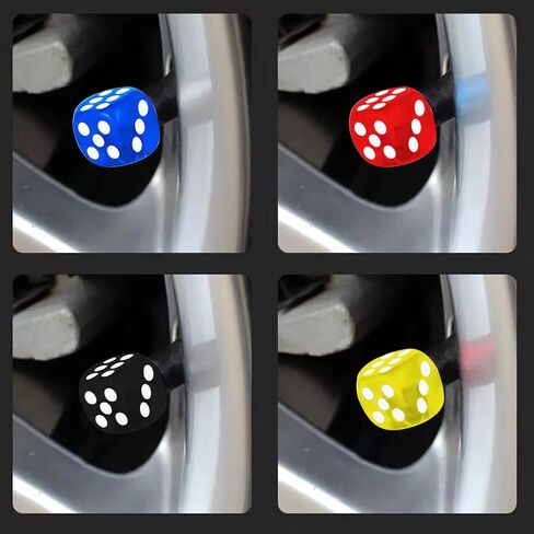 AUCELI 12 Pieces Car Dice Valve Stem Caps, Motorcycle Tire Air Valve Dust Proof Cap Set, Multicolored Plastic Stem Tyre Airtight Covers, Vehicle Wheels Car Accessories Universal for Truck SUV (Black) in Saudi Arabia