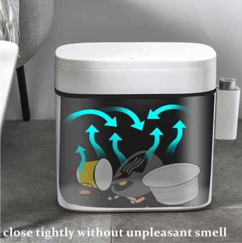 سلة مهملات نحيفة مع غطاء ضغط، سلة مهملات الحمام سعة 14 لتر/3.7 جالون مع حامل أكياس القمامة، سلة إعادة تدوير حاوية سلة المهملات الضيقة لغرفة النوم والمطبخ والمكتب in Kuwait