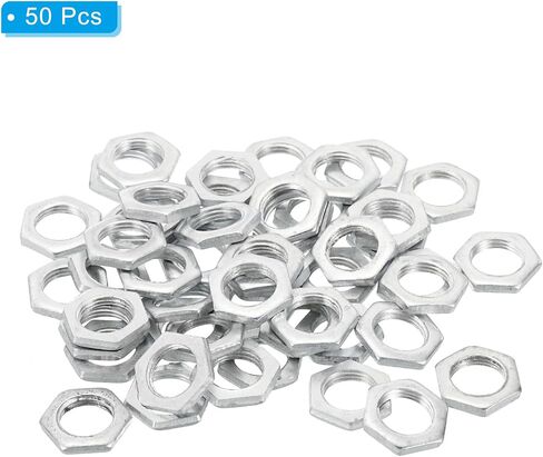 PATIKIL M12x1.0 Steel Hex Nuts, 50 Pack Metric Thread Zinc Plated Finished Hardware Nuts Screw Bolt Fasteners for Lamps Machinery Repair 3mm Height 17mm Width in Saudi Arabia