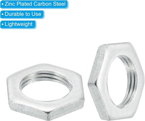 PATIKIL M12x1.0 Steel Hex Nuts, 50 Pack Metric Thread Zinc Plated Finished Hardware Nuts Screw Bolt Fasteners for Lamps Machinery Repair 3mm Height 17mm Width in Saudi Arabia