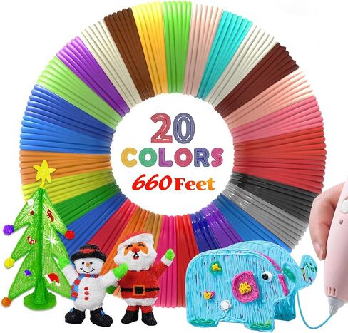 25 Colors 250 Feet 3D Pen Filament Refills, Each Color is 10 feet, 1.75mm PLA 3D Pen Refills for 3D Printing Pen, Compatible with MYNT3D SCRIB3D 3D Printing Pen, Not Support for 3Doodler Pen in Saudi Arabia