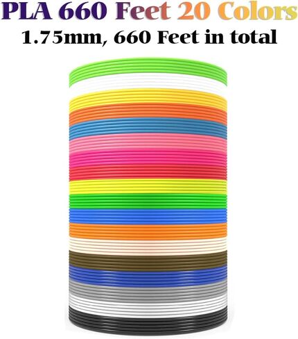 25 Colors 250 Feet 3D Pen Filament Refills, Each Color is 10 feet, 1.75mm PLA 3D Pen Refills for 3D Printing Pen, Compatible with MYNT3D SCRIB3D 3D Printing Pen, Not Support for 3Doodler Pen in Saudi Arabia