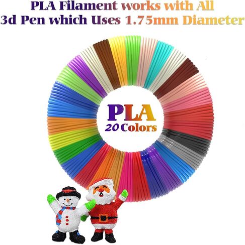 25 Colors 250 Feet 3D Pen Filament Refills, Each Color is 10 feet, 1.75mm PLA 3D Pen Refills for 3D Printing Pen, Compatible with MYNT3D SCRIB3D 3D Printing Pen, Not Support for 3Doodler Pen in Saudi Arabia
